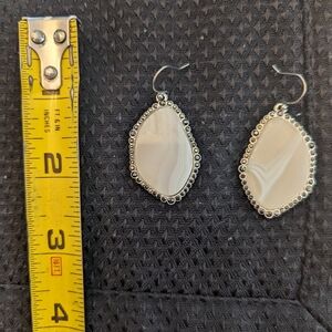 Cream and Silver tone statement earrings